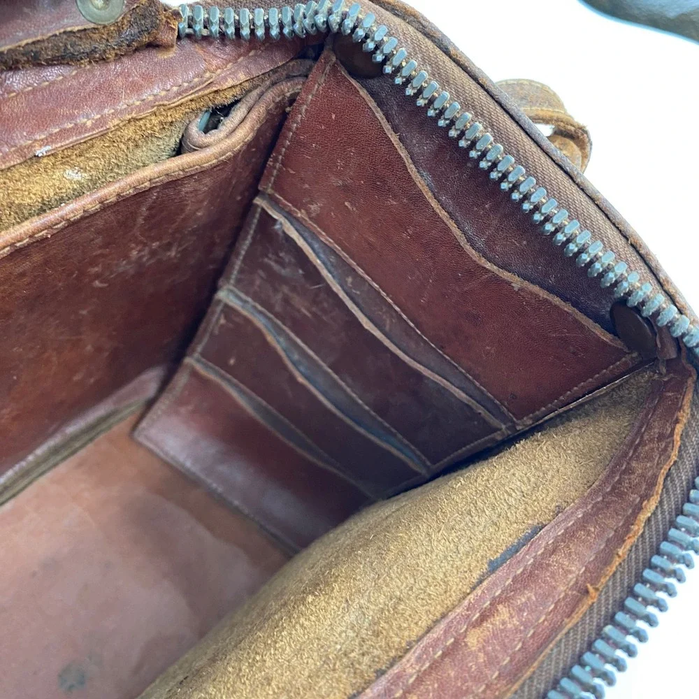 Vintage Emmet California Brown Leather Messenger Bag Distressed Cowhide USA Made